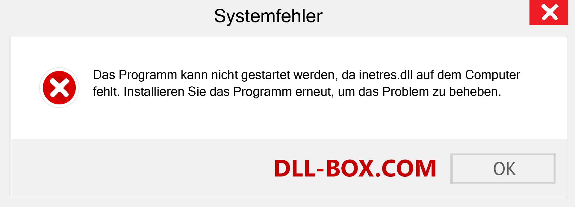 inetres.dll-Datei fehlt?. Download für Windows 7, 8, 10 - Fix inetres dll Missing Error unter Windows, Fotos, Bildern