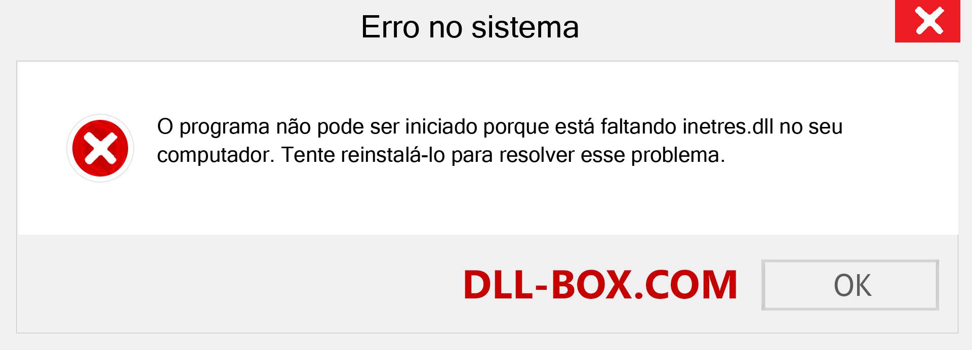 Arquivo inetres.dll ausente ?. Download para Windows 7, 8, 10 - Correção de erro ausente inetres dll no Windows, fotos, imagens